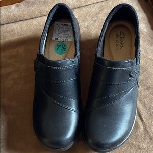 Clarks Black Slip-On Comfort Loafers